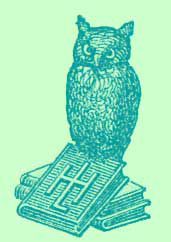 Black and white engraving of publisher's logo: an owl standing on a stack of books, with a book at resting on its feet.  The book has a monogram composed of the letters H, H, and L on it.