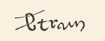 Black and white engraving of a copy of the original signature of Bertrand du Guesclin.