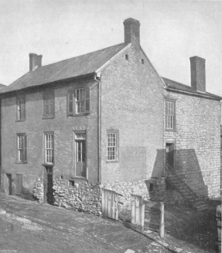 Black and white photograph of a two story house where Stonewall Jackson lived in Lexington, Virginia.