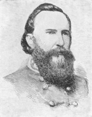 Portrait of General James Longstreet, bearded and in uniform.