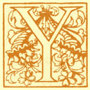 Block Print of the decorated letter Y