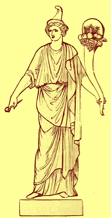 Black and white engraving of a full-length woman, in Grecian dress, with a soft pointd cap.