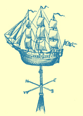 An Engraving of a weathervane in the form of a ship, from St. Thomas à Becket Church, Portsmouth, England.