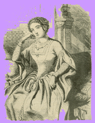 Black and white sketch of Maria de Padilla, seated with her cheek resting on her hand.