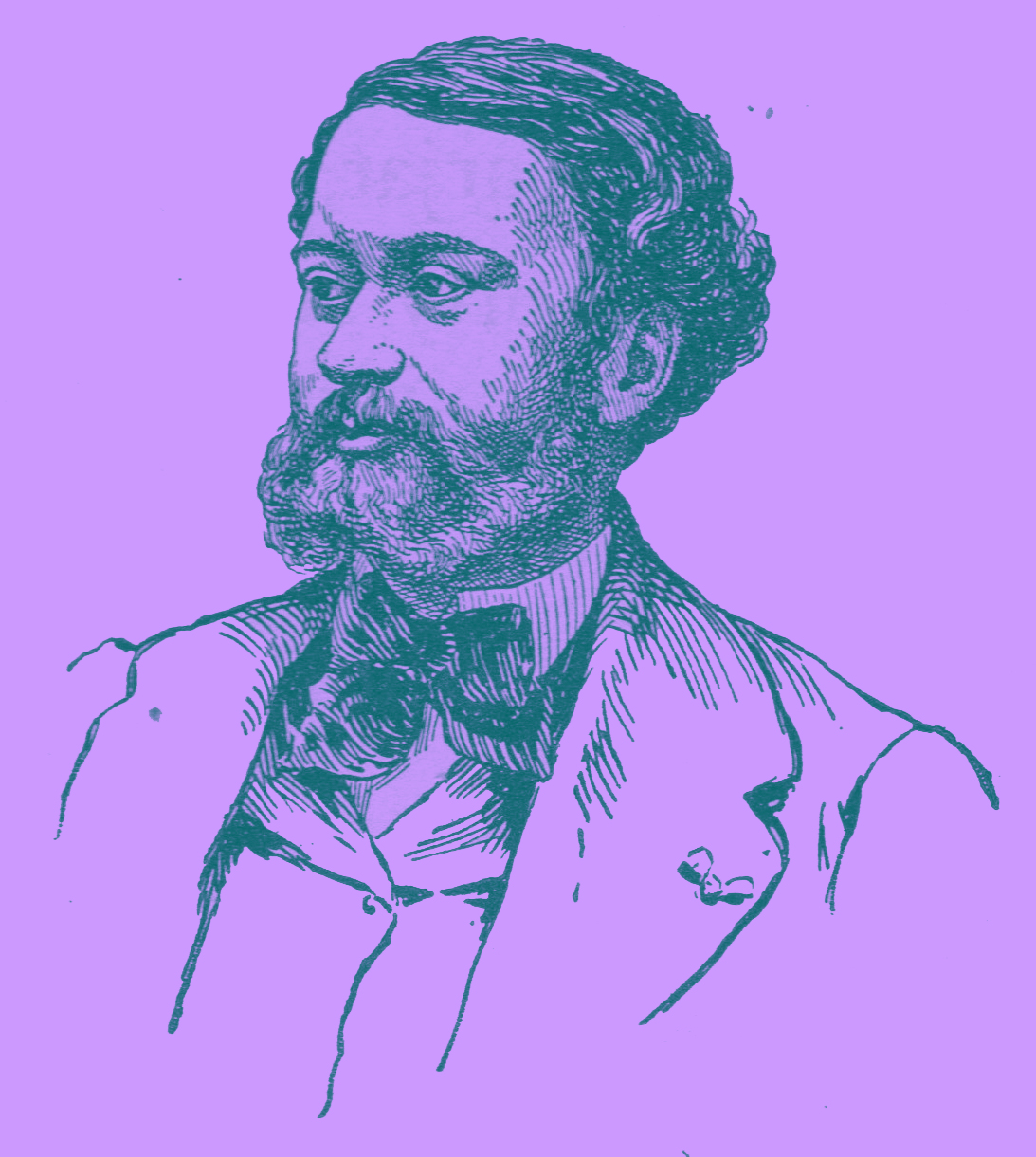 After an drawing of Edmond About, in 1870 25, by Émile Bayard.